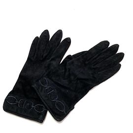 [Usado] Luvas DIOR / Christian Dior bordadas em camurça preta Preto