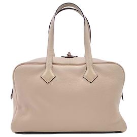 Bolsa Hermès Victoria em couro gris tourterelle PHW Cinza