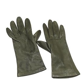 [Usado] Luvas Loewe Ladies Anagram Couro Verde Verde