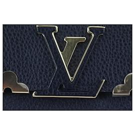 Louis Vuitton-Gold Fleur Black Leather Capucines Long Flap Wallet-Other
