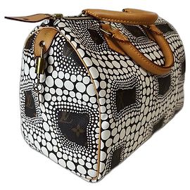 Bolsa Speedy Edição Limitada Louis Vuitton x Yayoi Kusama Marrom Branco