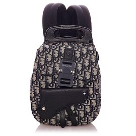 Dior Gray Dior Oblique Canvas Saddle Backpack Blue Grey