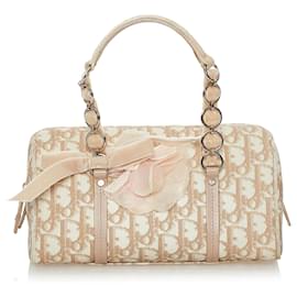 Dior-Dior Brown Dior Oblique Romantique Canvas Handbag-Brown,Beige