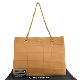 Chanel-[Used] CHANEL Wild Stitch Chocolate Bar Tote Bag with Camel Seal 7th-Caramel