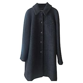 Chanel-abrigo de tweed con chevron-Multicolor
