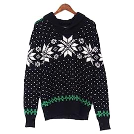 Polo Ralph Lauren-[Used]  Polo Ralph Lauren POLO RALPH LAUREN Knit Sweater Men's Shoal Color Snowflake Pattern Angora Cashmere XS Black-Black