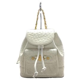 GIANNI VERSACE Ostrich embossed / backpack / leather / cream / plain / Gianni Versace Cream