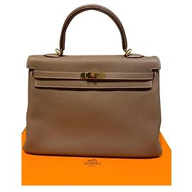 Hermès Kelly 35 en cuir Togo Taupe Taupe