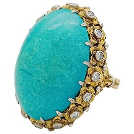 Buccellati ring, three golds, diamants, turquoise. Other
