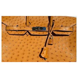 Hermès-HERMES BIRKIN 35 Ostrich bag Saffron PHW; 29R; 2006; with gold hardware-Yellow