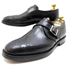 Church's-CHURCH'S SHOES MOCCASIN BUCKLE PICADILLY 7 F 41 BLACK LEATHER PRINT-Black
