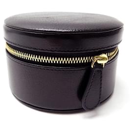 Christian Dior-NEW CHRISTIAN DIOR MINI JEWELRY CASE IN BLACK LEATHER JEWEL TRAVEL BOX-Black