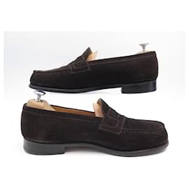 JM Weston-JM WESTON MOCCASIN SHOES 180 9D 43 BROWN SUEDE LOAFERS SHOES-Brown