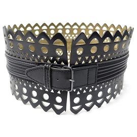 Alaïa NEW WIDE ALAIA BELT SIZE 65 OPEN LEATHER CORSET + NEW BELT BOX Black