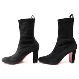 Christian Louboutin-CHRISTIAN LOUBOUTIN GENA ANKLE BOOTS 40 BLACK SUEDE BLACK SUEDE LOW BOOTS-Black