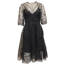 Christian Dior Cocktail Dress in Navy Blue Lace Navy blue