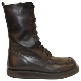 Botines The Row Patty en Cuero Negro Negro