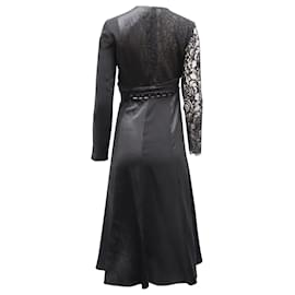 Prabal Gurung-Prabal Gurung Cutout Lace Midi Dress in Black Silk-Black