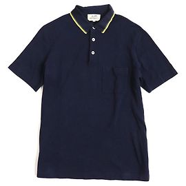 Hermès [Usato] HERMES Colletto Hermes Design 100% Polo a maniche corte in cotone blu scuro M Blu navy