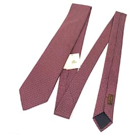Hermès-[Usado] Hermes gravata com estampa de seda vermelha-Vermelho