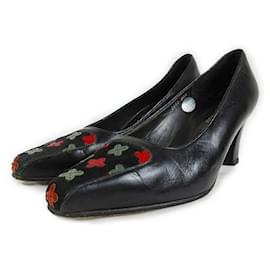 Balenciaga-[Used] Balenciaga Old logo switching pumps Middle heel shoes 35.5 Black black 8-Black