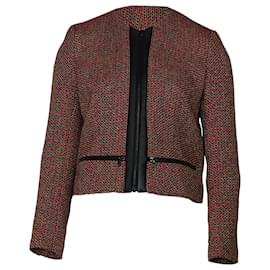 Sandro-Sandro Paris Tweed Blazer and Skirt Set in Red Cotton-Other