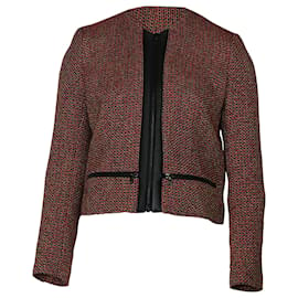 Sandro-Ensemble blazer et jupe en tweed de coton rouge Sandro Paris-Autre