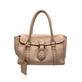 Fendi-Sac à main Mini Linda Satchel en cuir métallisé rose Selleria-Rose
