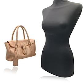 Fendi-Sac à main Mini Linda Satchel en cuir métallisé rose Selleria-Rose