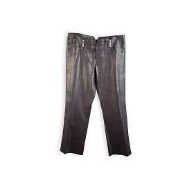 Christian Dior Cropped-Hose aus grauem Metallic-Leinen Hosengröße 44 IT Grau