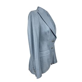 Dolce & Gabbana-Giacca Blazer In Seta Azzurro Taglia 40 IT-Blu