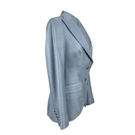 Dolce & Gabbana-Veste blazer en soie bleu clair Taille 40 IT-Bleu