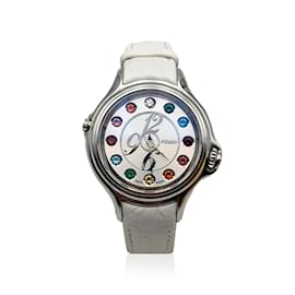 Fendi-Crazy Carats Multicolor Stones 10500M Wrist Watch Silver Dial-Turquoise