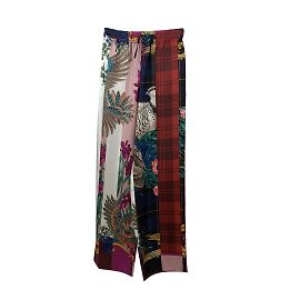 Salvatore Ferragamo Pantaloni Palazzo in Seta Multicolor Taglia 42 IT Multicolore