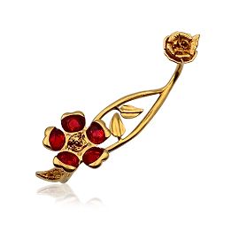 Versace Handschellen-Armband mit V-Blumenmuster aus goldfarbenem Metall, rot Rot
