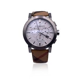 Burberry Beige Nova Check BU9360 Reloj cronógrafo unisex Plata