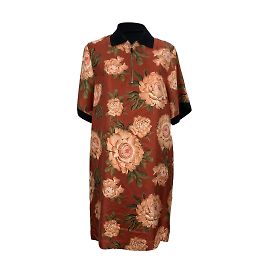Salvatore Ferragamo Blumenseide und Baumwolle T-Shirt Kleidergröße 44 IT Orange