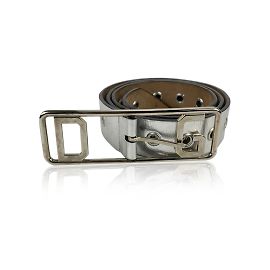 Dolce & Gabbana Silver Leather Belt Perforated Studs Size 42/90 Silvery