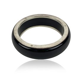 Montblanc Sterling Silver Black Les Aimants Bangle Bracelet Black