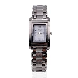 Fendi-Stainless Steel Rectangle 7600 L Quartz Wrist Watch White Dial-Silvery