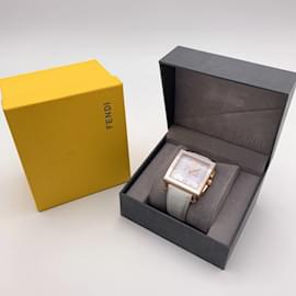 Fendi-White Rose Gold Plated Steel 6500G Ceramic Bezel Watch-White