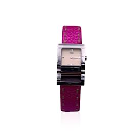 Fendi-stainless steel 5200 L Wrist Watch Fuchsia Pink Leather Band-Pink