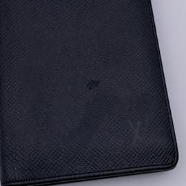 Louis Vuitton-Black Taiga Leather Long Brazza Continental Wallet-Black
