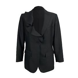 Valentino Schwarzer Blazer aus Wolle und Seide mit Rüschengröße 40 IT Schwarz