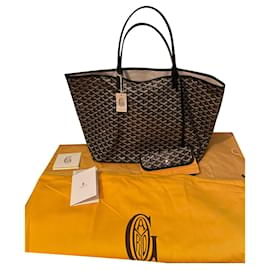 Goyard-Saint Louis GM shopping bag-Black,Light brown