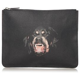 Givenchy Black Antigona Rottweiler Leather Clutch Bag Black