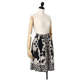 Fendi-[Used]FENDI Animal Black Ivory Silk Skirt Ladies FENDI-Black