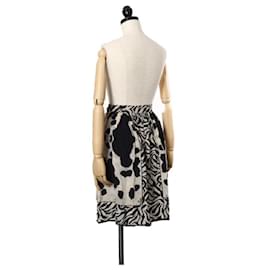 Fendi-[Used]FENDI Animal Black Ivory Silk Skirt Ladies FENDI-Black