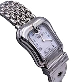 Fendi-stainless steel 3800 L B. Buckle Quartz Wrist Watch White Dial-Silvery