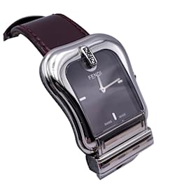 Fendi-Stainless Steel B. Buckle Design 3800 G Watch Burgundy-Red